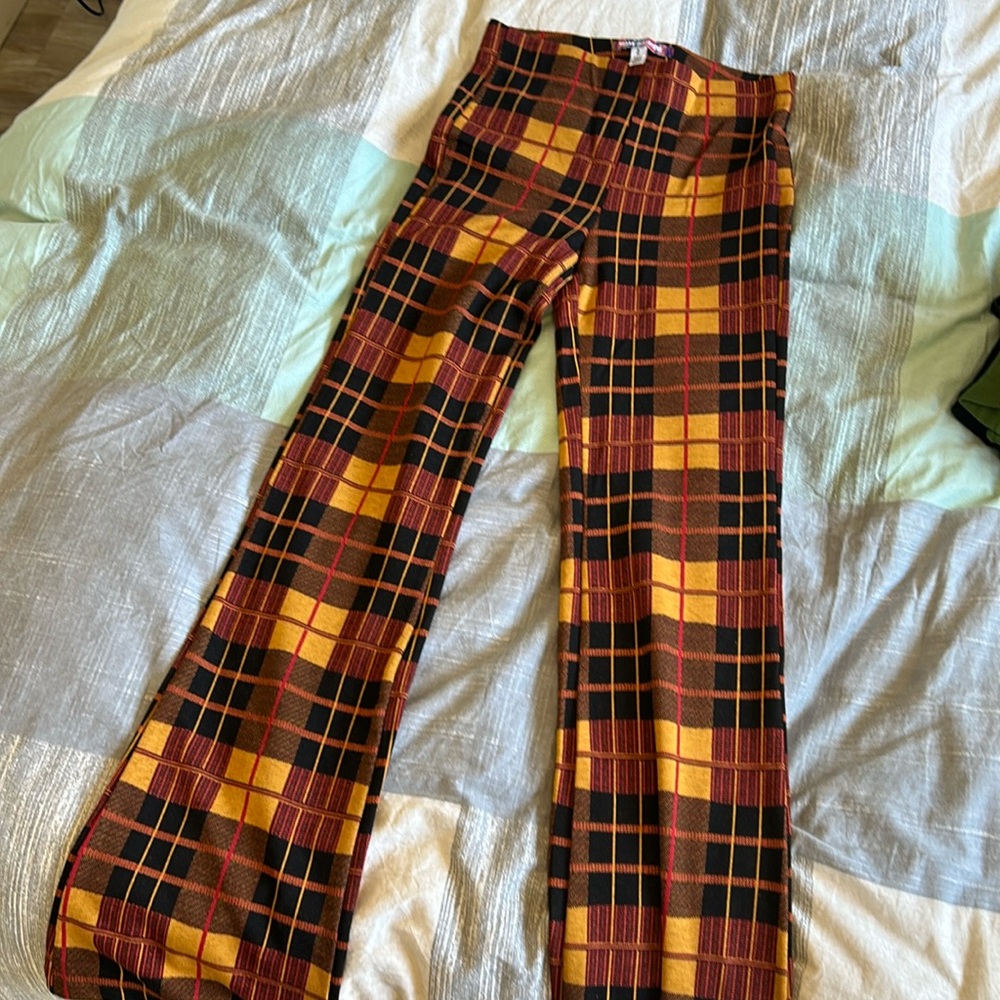 UO plaid flare pants soft never worn